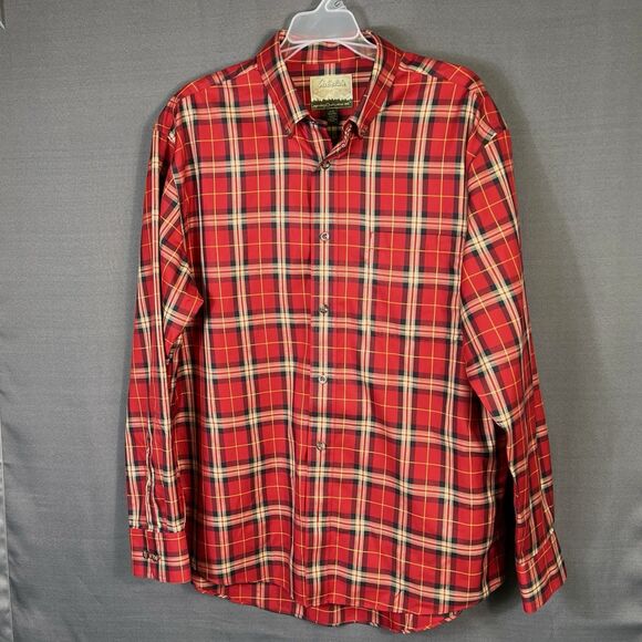 Cabela’s Outfitter Series Button Down Shirt Plaid Red Long Sleeve Mens XL - Picture 1 of 7